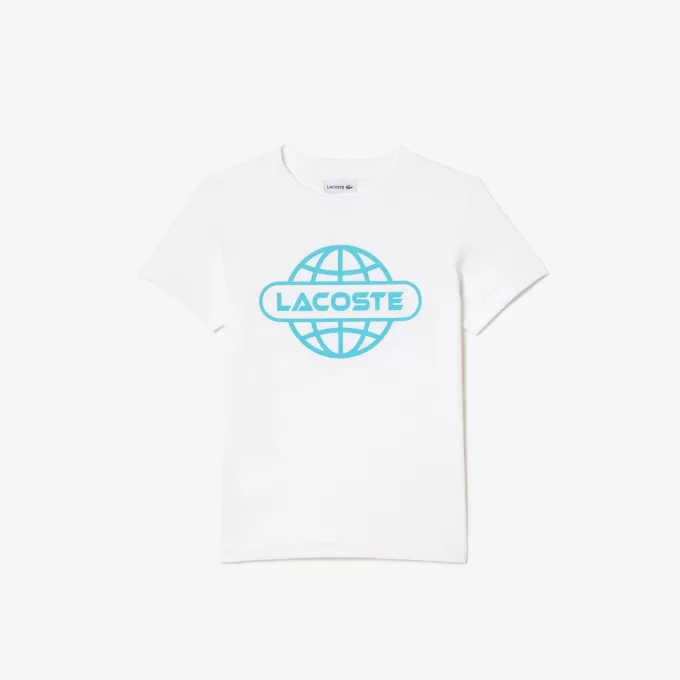T-shirt med planettryk i bomuldsjersey
