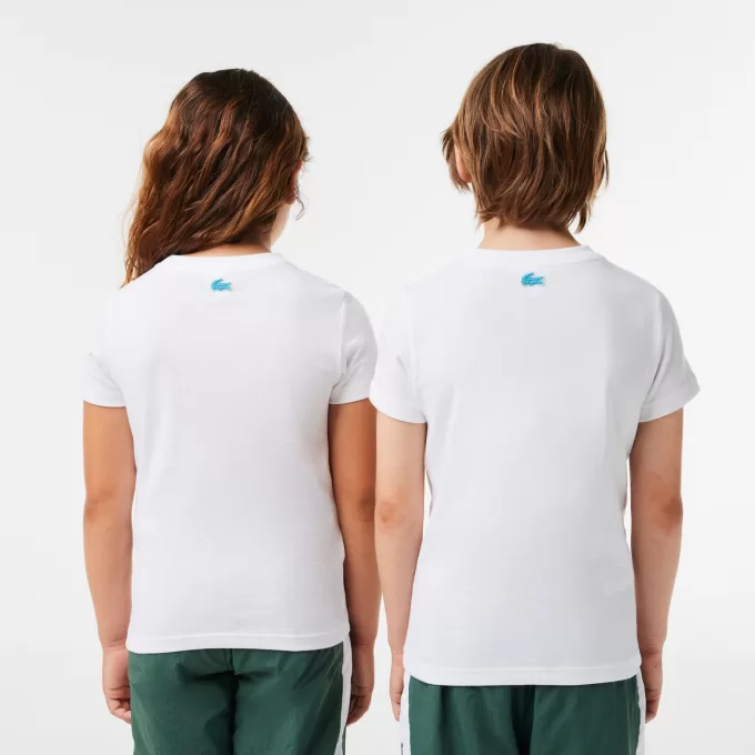 T-shirt med planettryk i bomuldsjersey