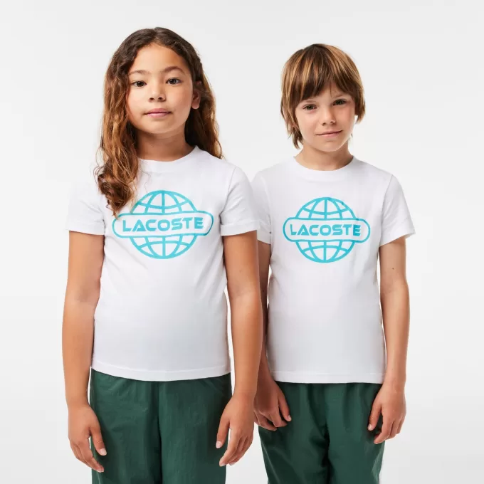 T-shirt med planettryk i bomuldsjersey