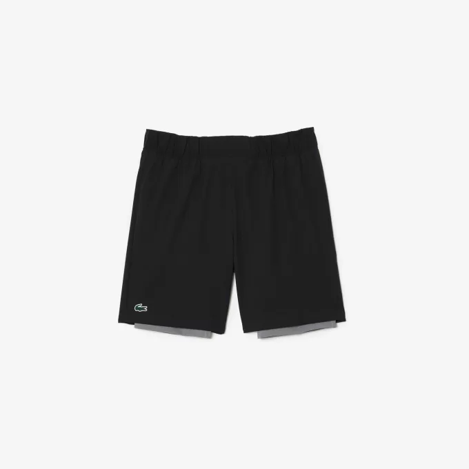 Tofarvede Lacoste sportsshorts til mænd med indbyggede undershorts