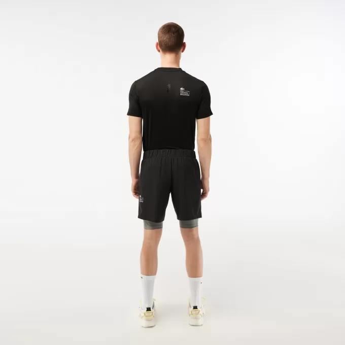 Tofarvede Lacoste sportsshorts til mænd med indbyggede undershorts