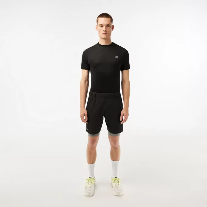 Tofarvede Lacoste sportsshorts til mænd med indbyggede undershorts
