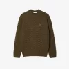 Tyk carded uld sweater med rund hals