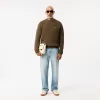 Tyk carded uld sweater med rund hals