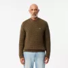 Tyk carded uld sweater med rund hals