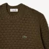 Tyk carded uld sweater med rund hals