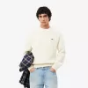 Tyk carded uld sweater med rund hals