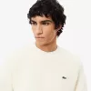 Tyk carded uld sweater med rund hals