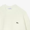 Tyk carded uld sweater med rund hals