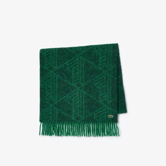 Uld Monogram Jacquard Frynset tørklæde