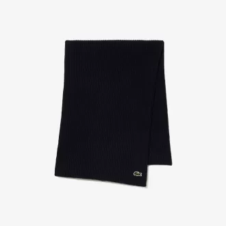 Unisex Lacoste ribstrikket uldtørklæde