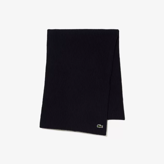 Unisex Lacoste ribstrikket uldtørklæde