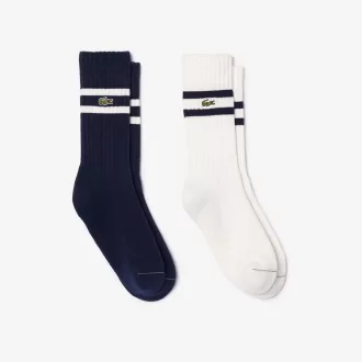 Unisex ribstrikkede sokker med kontraststriber