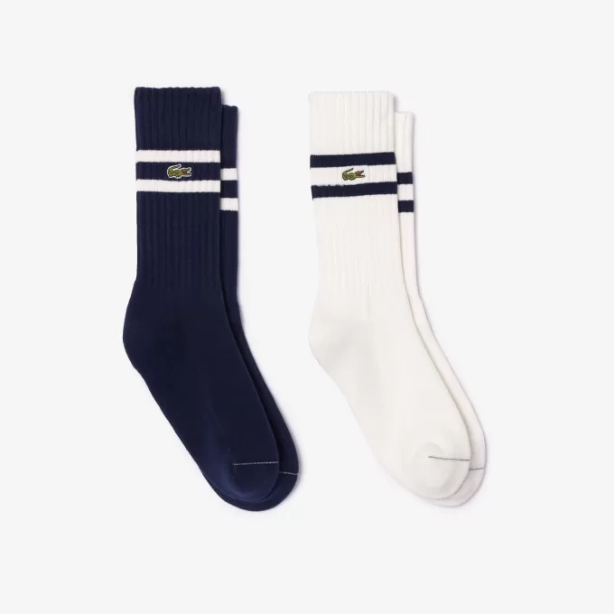 Unisex ribstrikkede sokker med kontraststriber