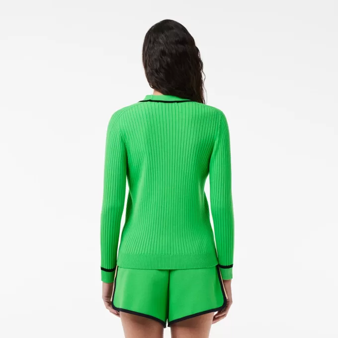 V-hals 3D ribstrikket cardigan
